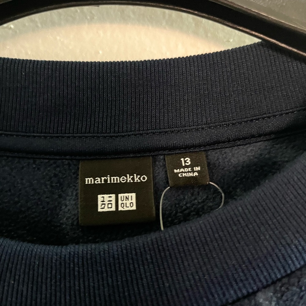 Uniqlo marimekko kids Navy Floral Pattern Long Sweatshirt Dress - Picture 3 of 6